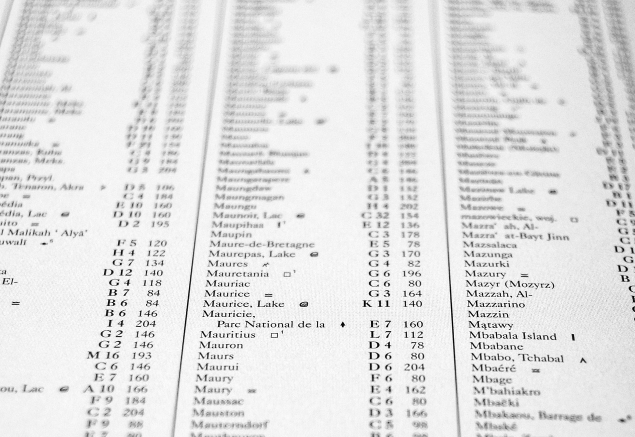list of data on paper
